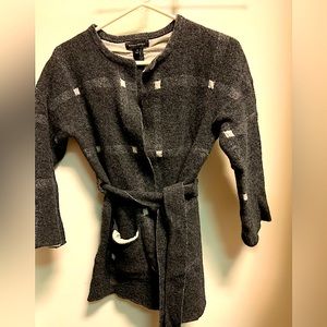 Banana Republic dark grey plaid wrap sweater with pockets Medium